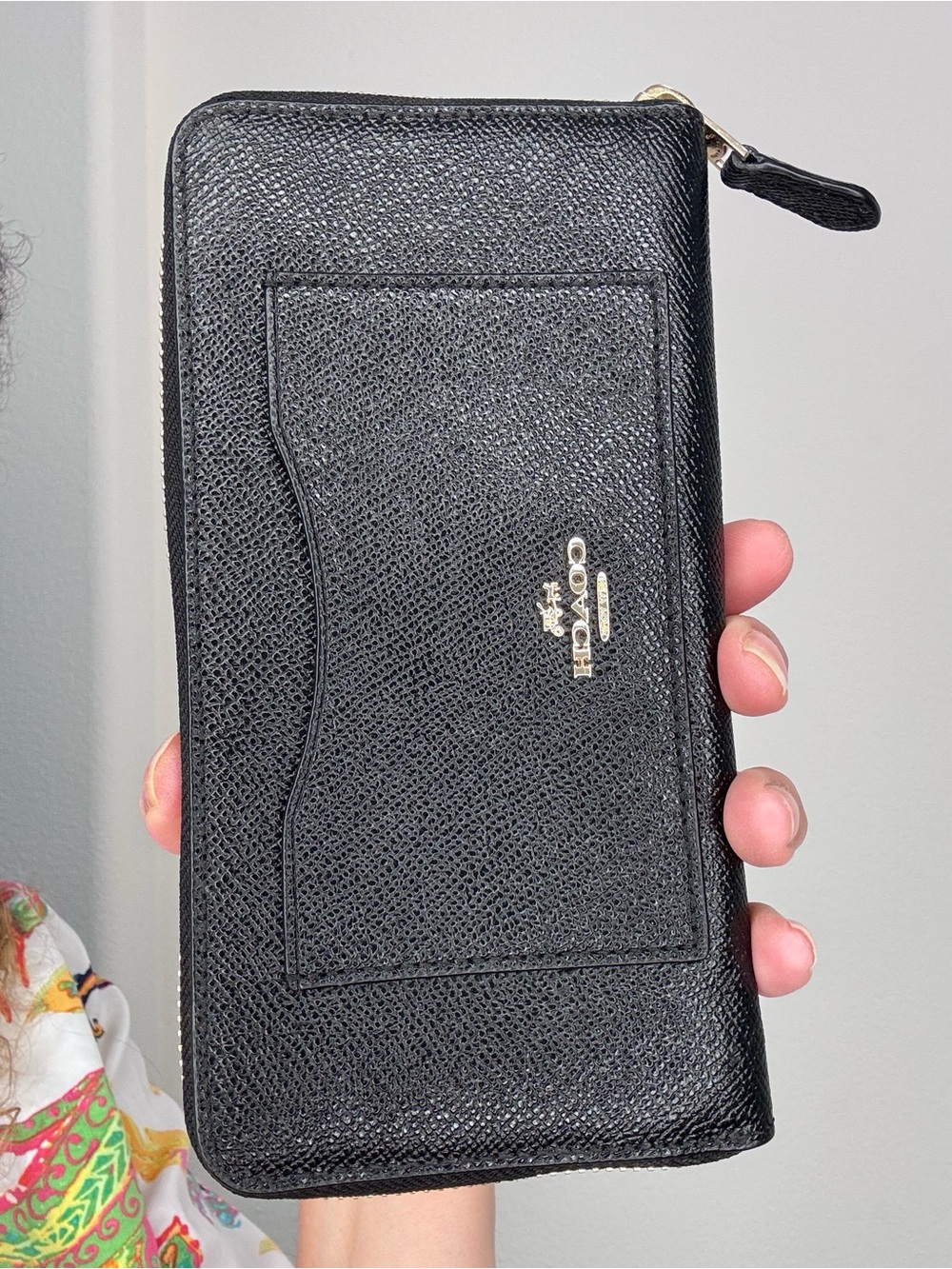 Coach black leather long zip wallet